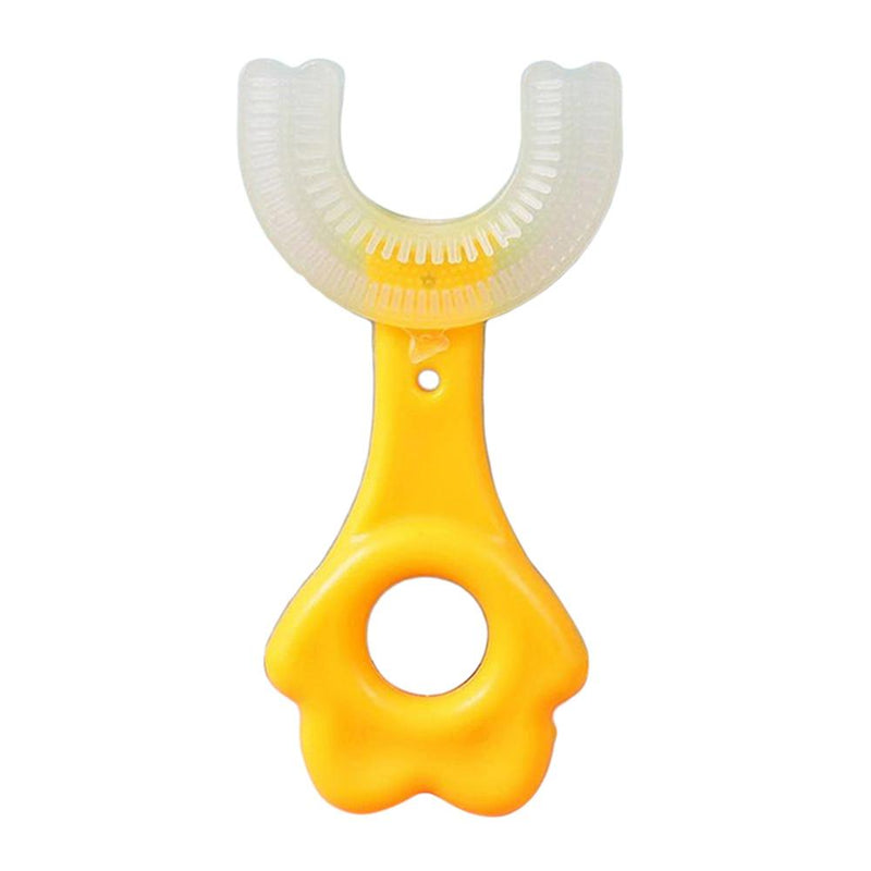 Escova Dental Infantil de Silicone 360 Graus Para Bebês amarelo