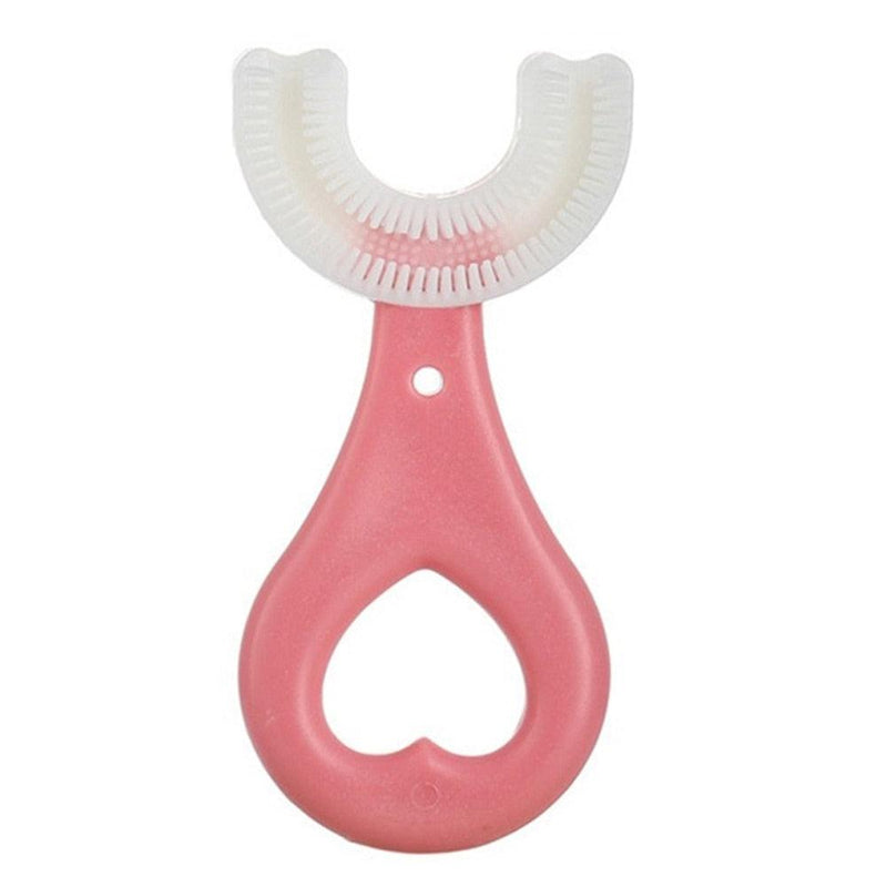 Escova Dental Infantil de Silicone 360 Graus Para Bebês rosa